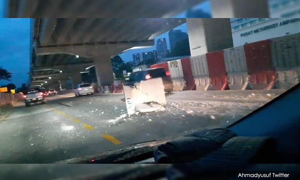 Concrete block on MRR2 unrelated to Suke construction - Prolintas
