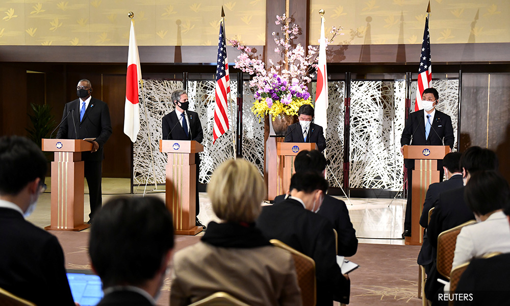 Top US, Japan officials say China's behaviour inconsistent with international order