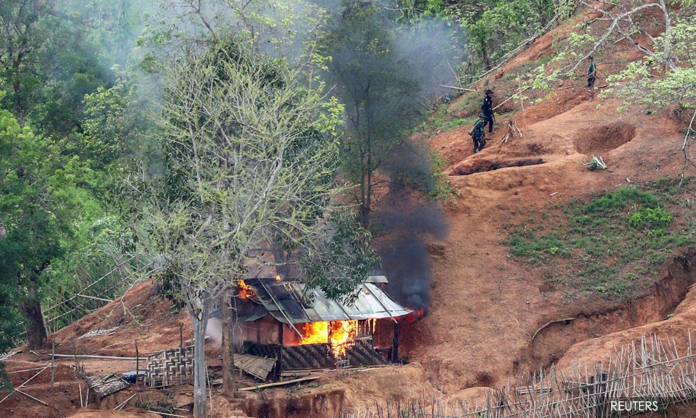 Myanmar anti-coup fighters retreat from town as US makes appeal
