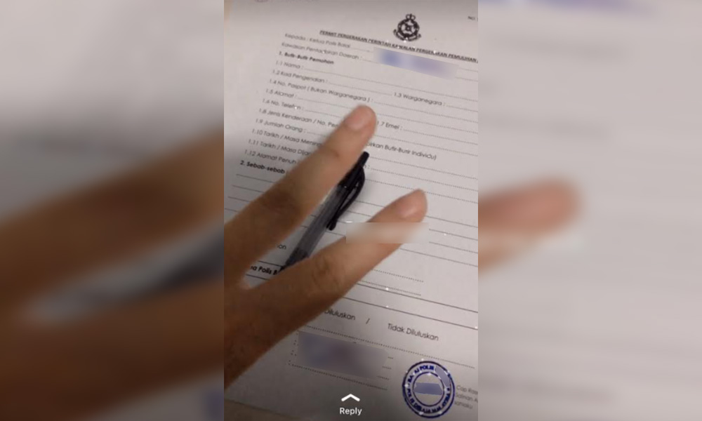 Polis siasat gambar borang rentas negeri kosong bertandatangan
