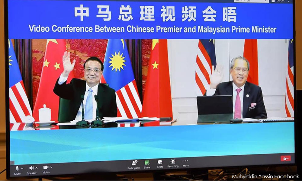 慕尤丁跟李克强视讯开会，谢中国率先帮大马抗疫