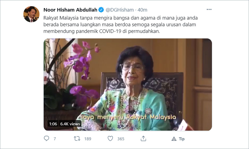 Covid-19: Noor Hisham kongsi video Siti Hasmah, seru berdoa esok