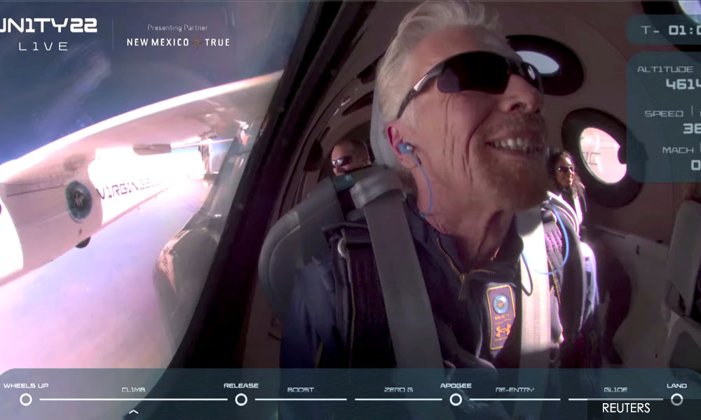 Billionaire Branson soars to space aboard Virgin Galactic flight