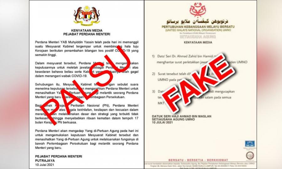 Malaysiakini Statements Saying Muhyiddin Zahid Resigning Fake Say Aides