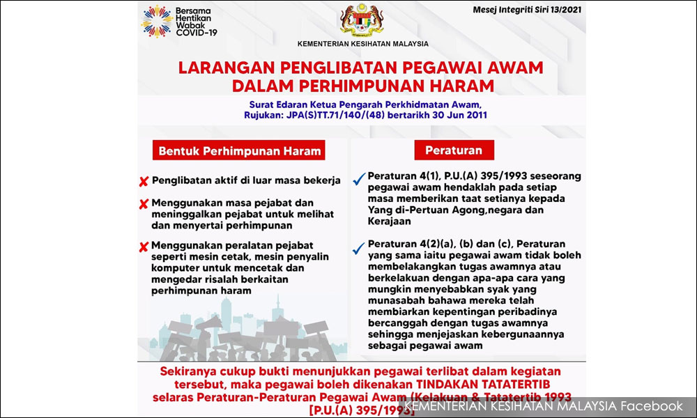 Moh Highlights Rules Against Illegal Gathering Day Before Doctors Strike