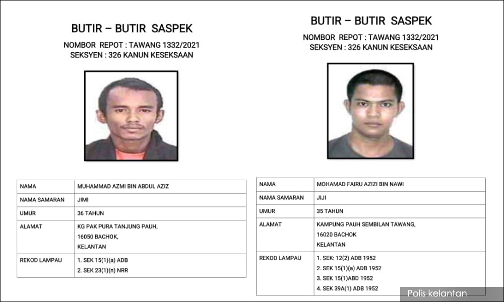 Kes tetak kerana murai: Polis buru dua lelaki