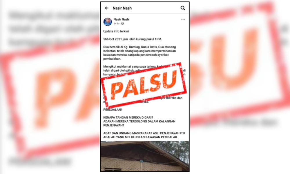 Polis Kelantan nafi tangkap dua beradik Orang Asli