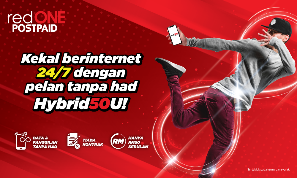 Online Sepanjang Hari Dengan Pelan Tanpa Had redONE Postpaid!